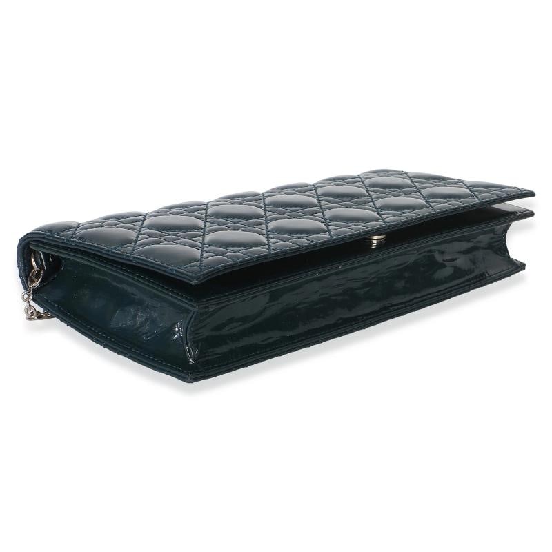 Christian Dior Blue Patent Cannage Lady Dior Clutch With Chain - 7