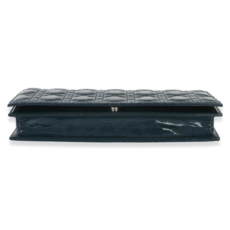 Christian Dior Blue Patent Cannage Lady Dior Clutch With Chain - 8
