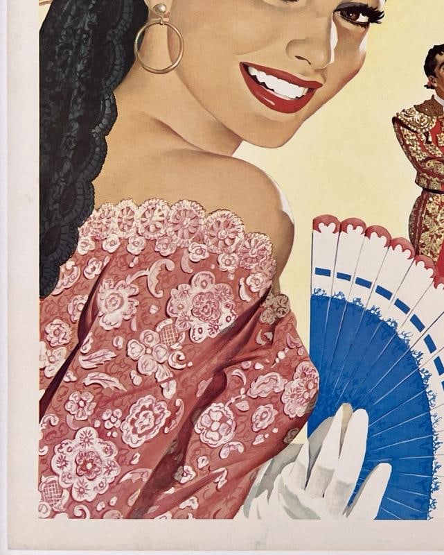 Original Vintage Poster MEXICO CAPITAL EASTERN AIR LINES Airline Travel LINEN - 4