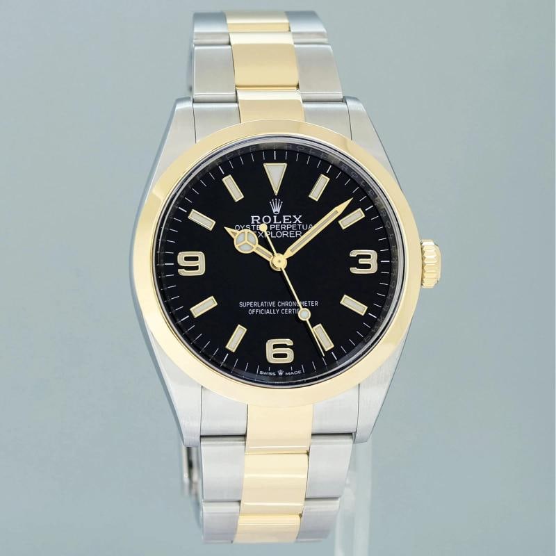 2023 MINT Rolex 124273 Explorer 1 Black Steel Two Tone Yellow Gold 36mm Watch - 2