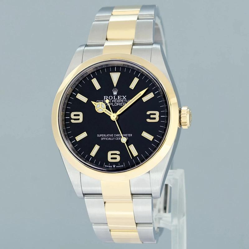 2023 MINT Rolex 124273 Explorer 1 Black Steel Two Tone Yellow Gold 36mm Watch - 4