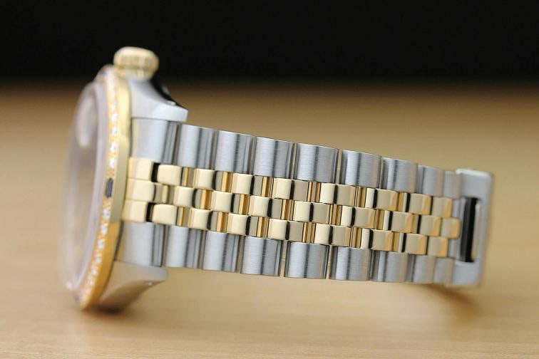 ROLEX MENS DATEJUST 16013 BLACK 18K YELLOW GOLD DIAMOND SAPPHIRE JUBILEE WATCH - 5