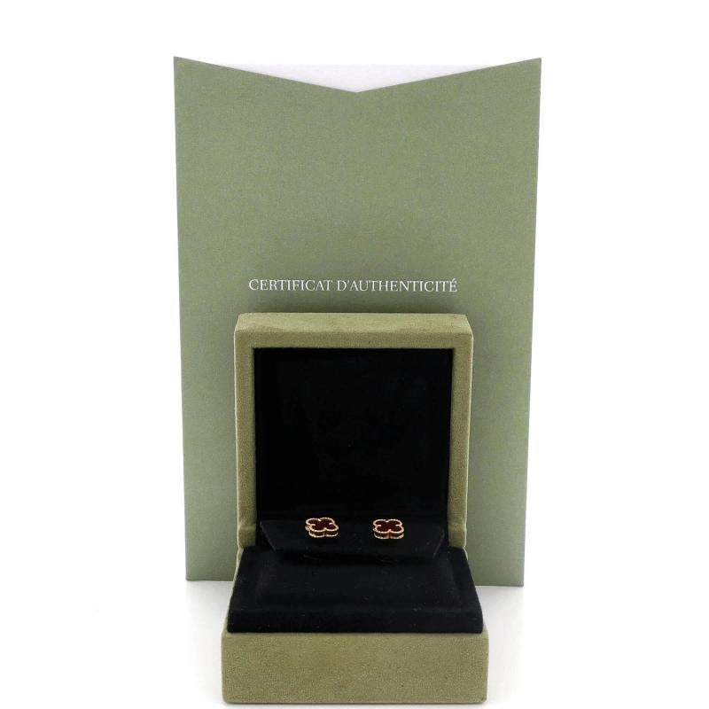 Van Cleef & Arpels Sweet Alhambra Stud Earrings 18K Rose Gold and Carnelian - 2