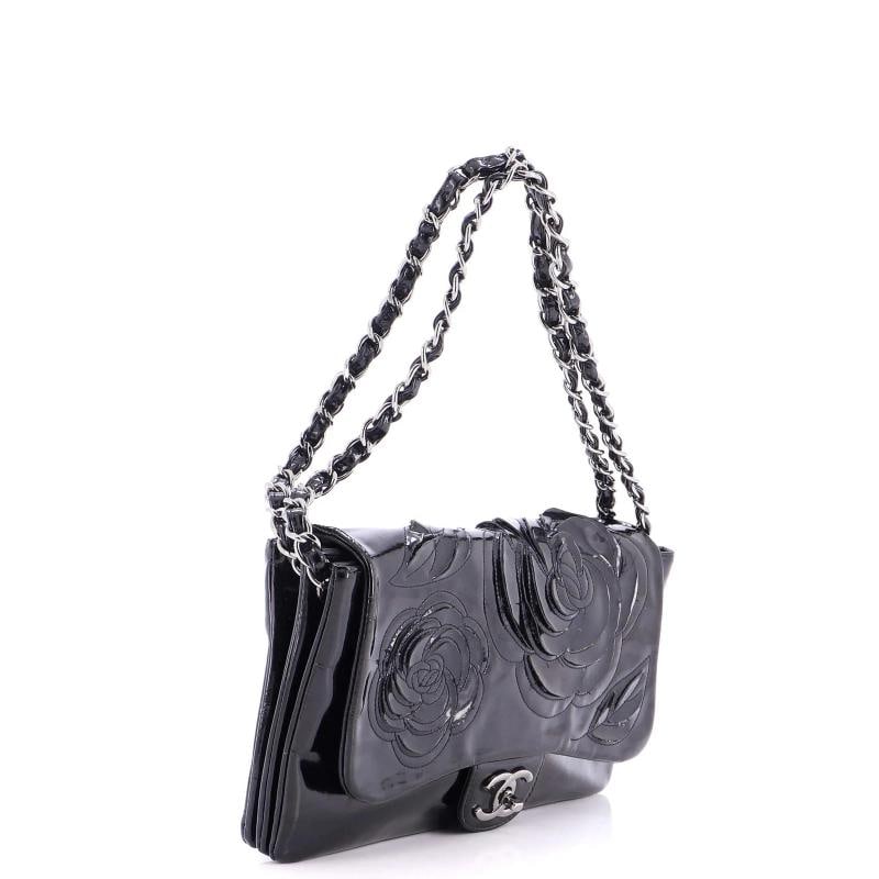 Chanel Tweed Petals Camellia Flap Bag Patent Medium - 3