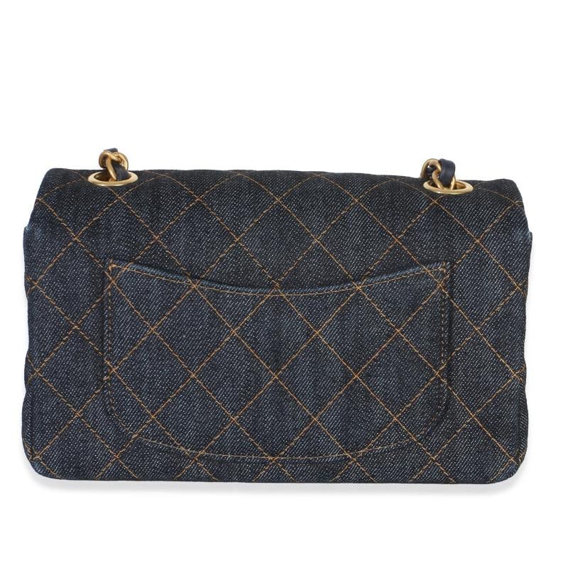 Chanel Dark Blue Quilted Denim Mini Rectangular Flap Bag - 5