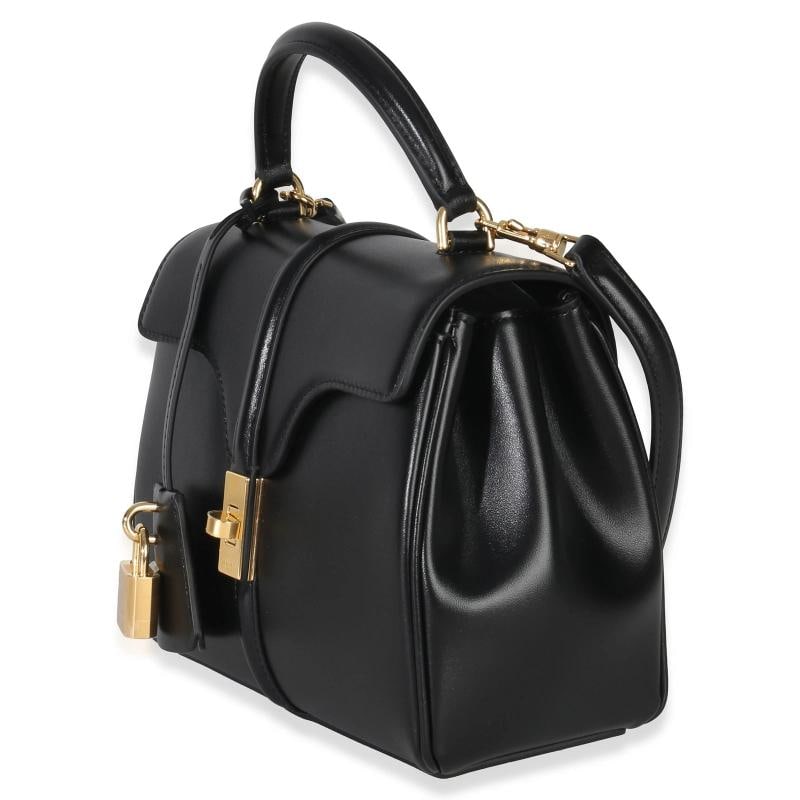 Celine Black Satinated Calfskin Mini 16 Top Handle Bag - 2