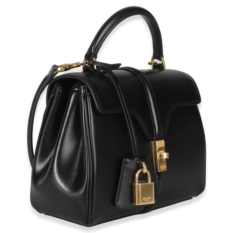Celine Black Satinated Calfskin Mini 16 Top Handle Bag - 3