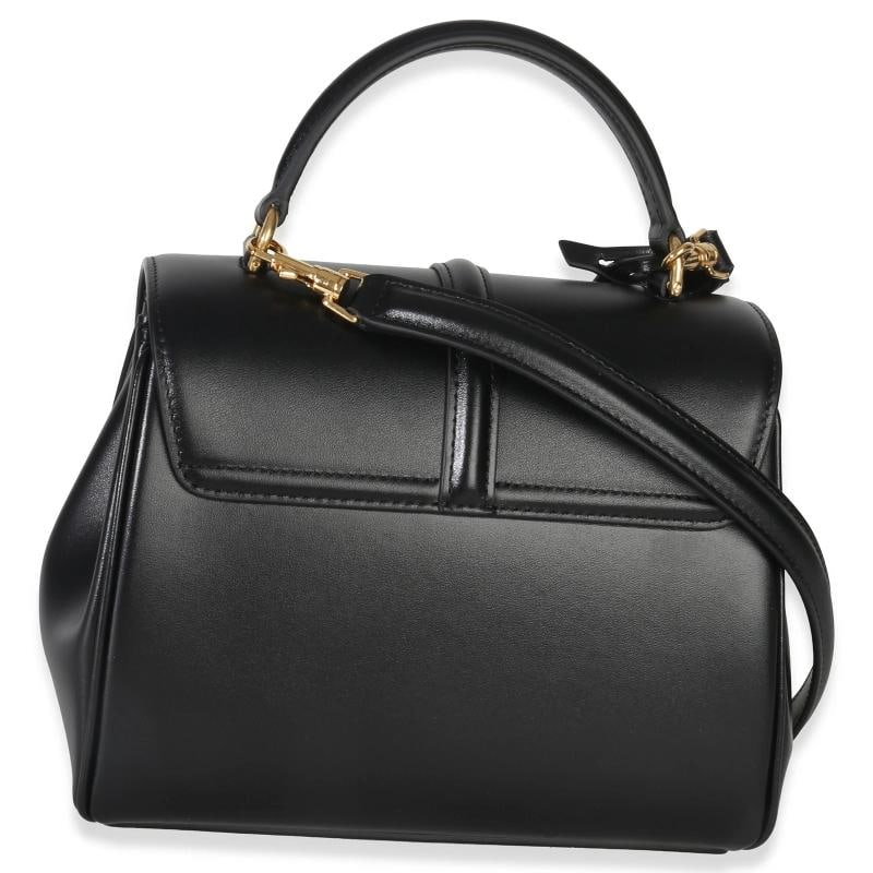 Celine Black Satinated Calfskin Mini 16 Top Handle Bag - 4