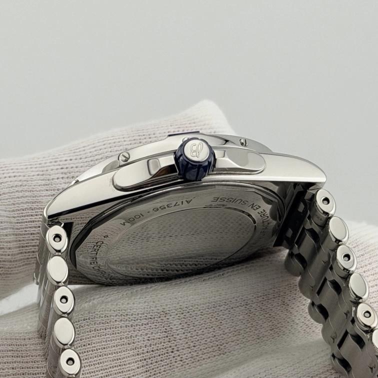 Breitling Super Chronomat A17356 38mm Diamond Bezel Blue Dial Steel Box Booklet - 7