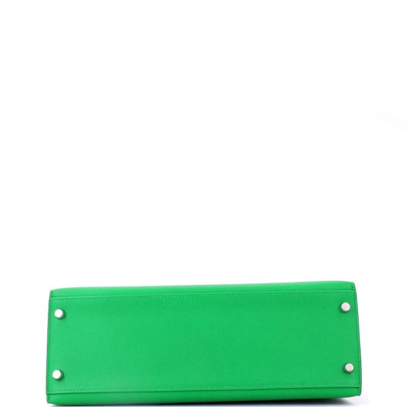 Hermes Kelly Handbag Green Epsom with Palladium Hardware 32 - 4