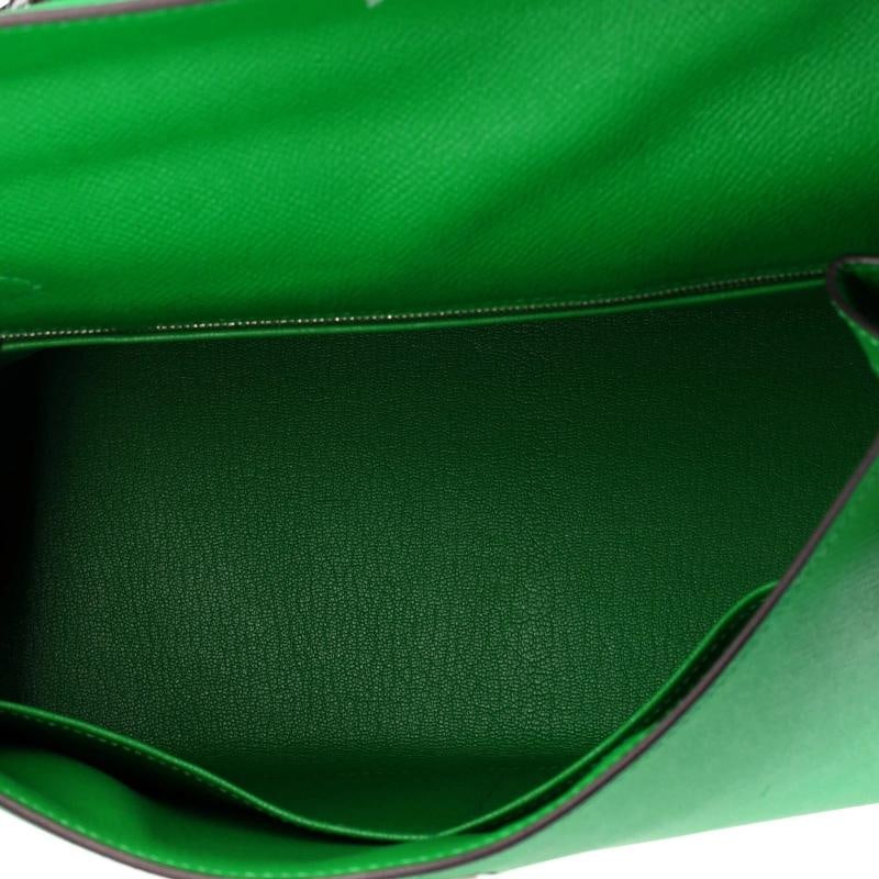 Hermes Kelly Handbag Green Epsom with Palladium Hardware 32 - 5