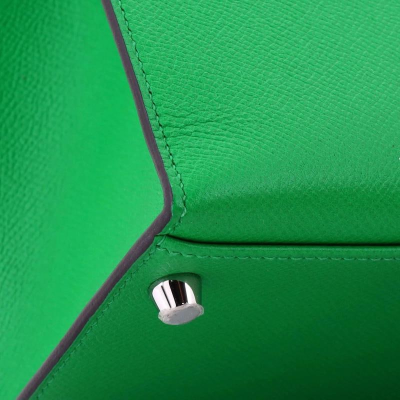 Hermes Kelly Handbag Green Epsom with Palladium Hardware 32 - 7