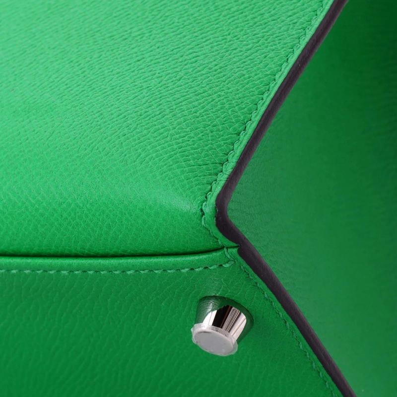 Hermes Kelly Handbag Green Epsom with Palladium Hardware 32 - 8