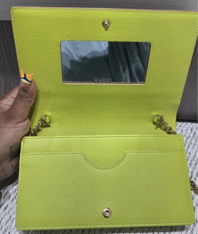 Gucci Dollar Calfskin Mini GG Marmont Chain Wallet in Beige - 8