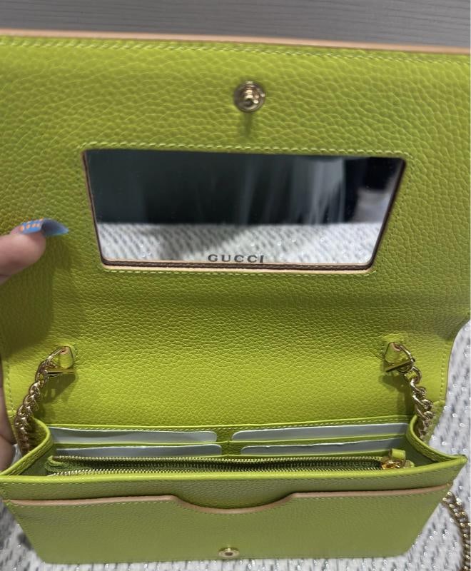 Gucci Dollar Calfskin Mini GG Marmont Chain Wallet in Beige - 9