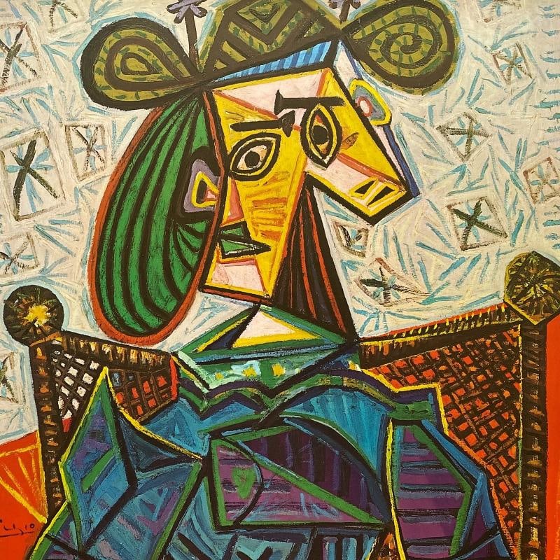 PABLO PICASSO RARE 1968 LITHO PRINT FRAMED EXHBT POSTER "WOMAN IN ARMCHAIR" 1941 - 6