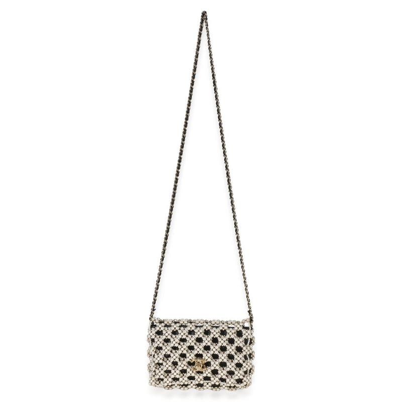 Chanel Black Gold Metal Pearl Embellished Mini Flap Bag - 6
