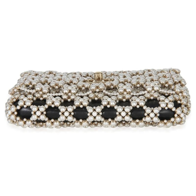 Chanel Black Gold Metal Pearl Embellished Mini Flap Bag - 9