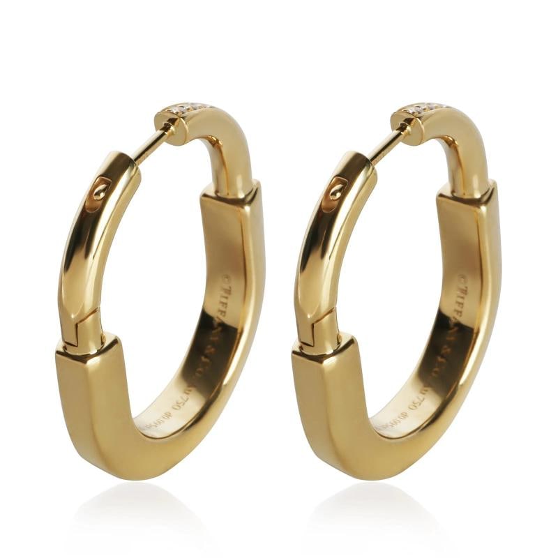 Tiffany & Co. Yellow Gold Diamond Medium Model Lock Earrings - 3