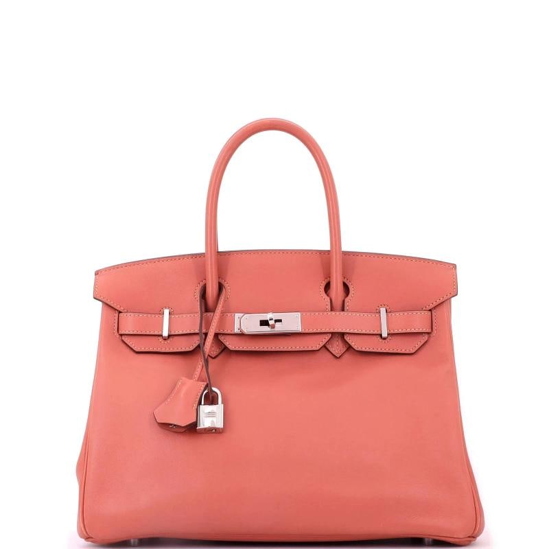 Hermes Birkin Handbag Pink Swift with Palladium Hardware 30: Accessories: Box, Clochette, Lock, Keys Measurements: Height 9", Width 11.5", Depth 6". Condition: Pre-owned - Good,Brand: Hermes,Exterior Material: Leather,Style: Totes,Exterior Color: Pink,Departmen