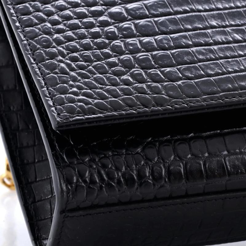 Saint Laurent Classic Monogram Tassel Crossbody Bag Crocodile Embossed Leather - 7