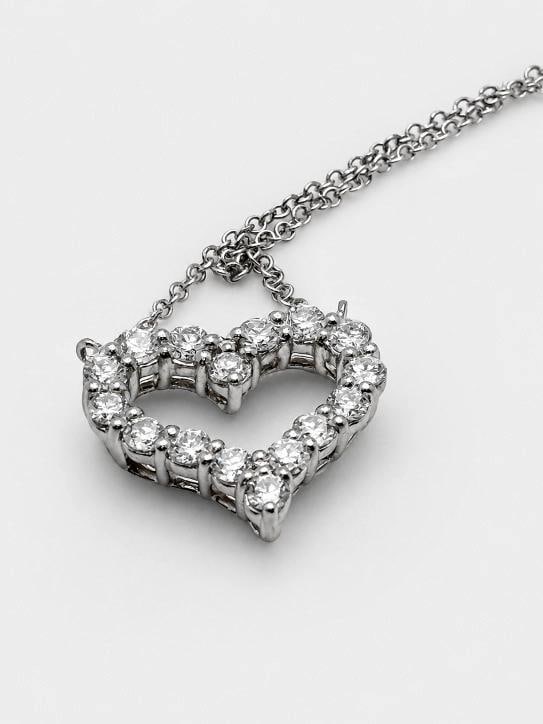 Tiffany & Co. Diamond Heart Pendant Necklace Platinum 16' - 3