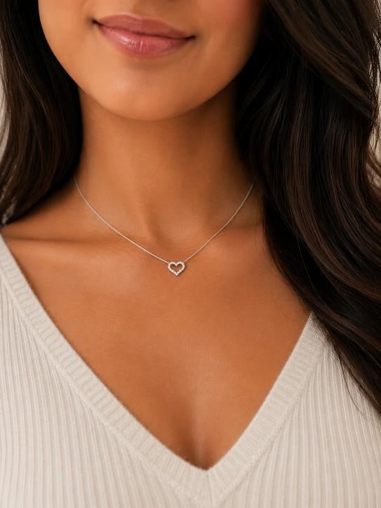 Tiffany & Co. Diamond Heart Pendant Necklace Platinum 16' - 8