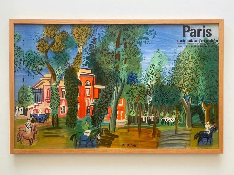 RAOUL DUFY RARE 1964 MOURLOT LITHOGRAPH PRINT FRAMED 1930~(40 3/4" W X 25 5/8" H X 1 1/4" D): Condition: Used,Country of Origin: France,Artist: Raoul Dufy,Unit of Sale: Single-Piece Work,Size: Large,Signed: No,Color: Multicolor,Title: "Le Paddock a Deauville ( detail ) ",Material: Paper,Origin