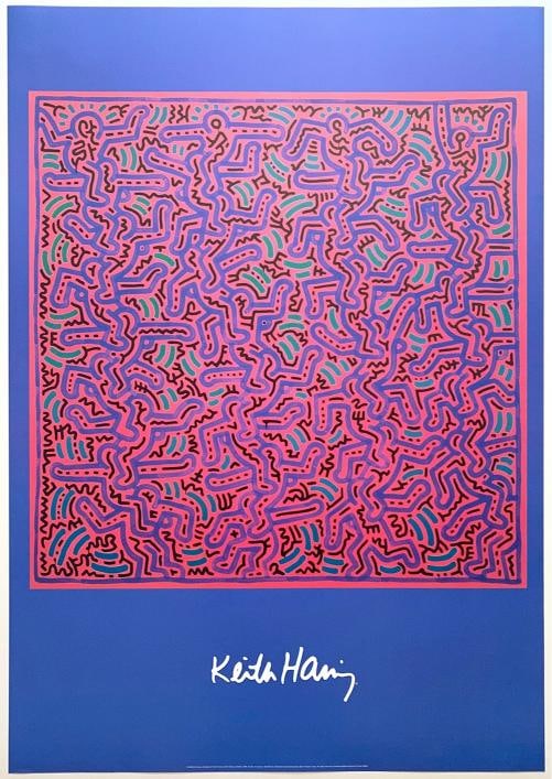 KEITH HARING ESTATE RARE 1999 LITHOGRAPH PRINT POP ART POSTER " UNTITLED " 1984 - 2