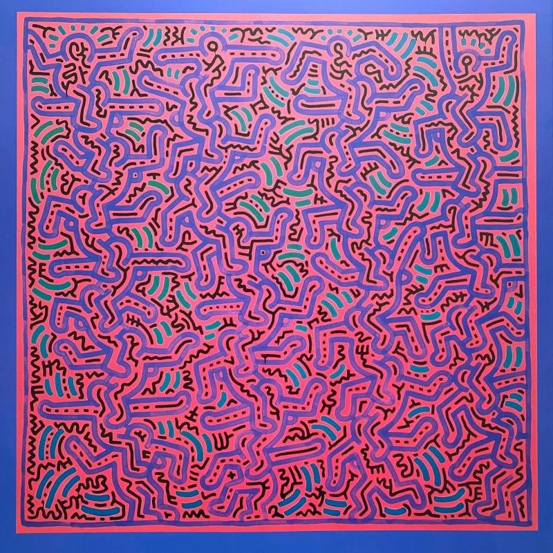 KEITH HARING ESTATE RARE 1999 LITHOGRAPH PRINT POP ART POSTER " UNTITLED " 1984 - 5