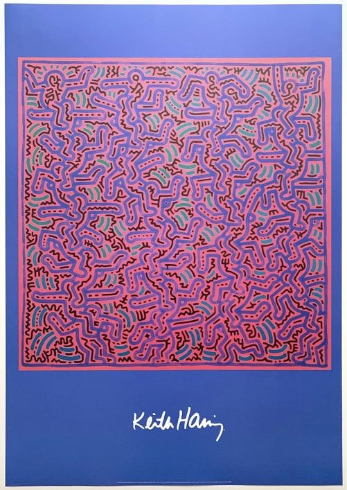 KEITH HARING ESTATE RARE 1999 LITHOGRAPH PRINT POP ART POSTER " UNTITLED " 1984 - 7