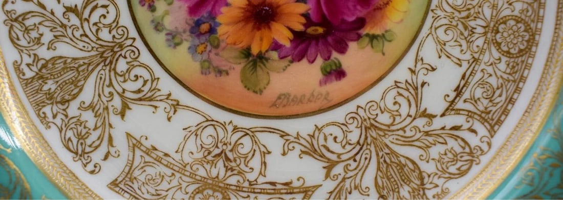 10 Royal Worcester Artist Signed Square Hand Painted Dessert Plates - 10