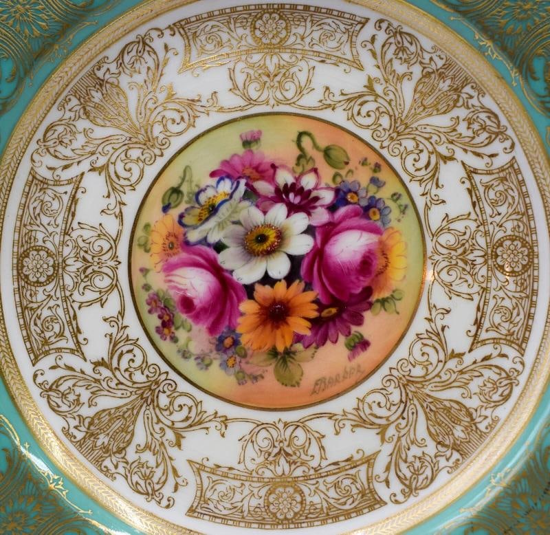 10 Royal Worcester Artist Signed Square Hand Painted Dessert Plates - 8