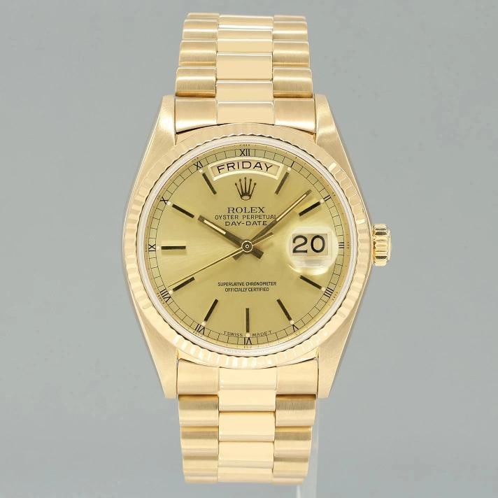 MINT Rolex President Day Date 18038 Yellow Gold Champagne Quickset Watch - 3