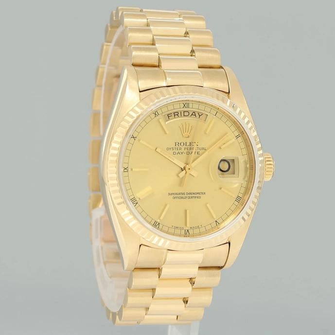 MINT Rolex President Day Date 18038 Yellow Gold Champagne Quickset Watch - 4