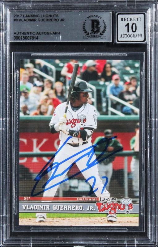 Vladimir Guerrero Jr. Signed 2017 Lansing Lugnuts MiL #8 (Beckett 10 Auto) (1 of 2)