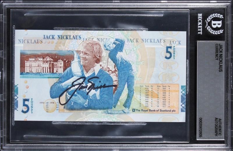 Jack Nicklaus Signed 2005 Royal Bank Of Scotland Ã‚Â£5 Banknote (Beckett) (1 of 2)