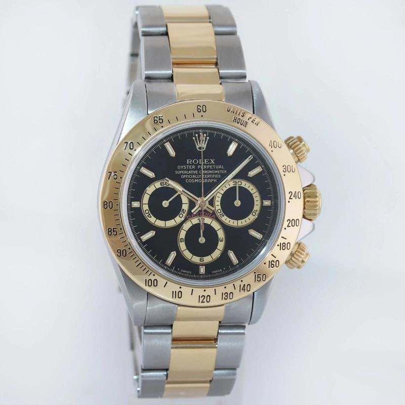 1997 MINT Rolex Daytona 16523 Zenith Black Yellow Gold Two Tone Watch Box - 3