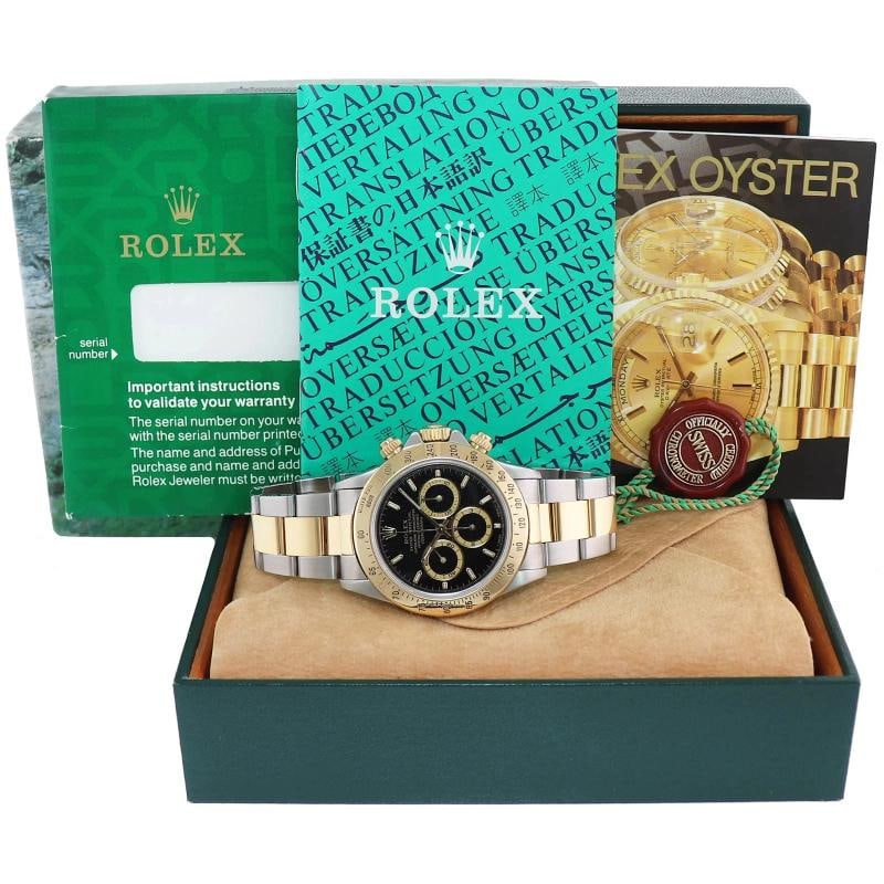 1997 MINT Rolex Daytona 16523 Zenith Black Yellow Gold Two Tone Watch Box - 8