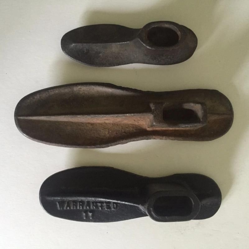 ANTIQUE EARLY 1800'S CAST IRON INDUSTRIAL SHOEMAKERS FORMS - SET OF 3 - 3