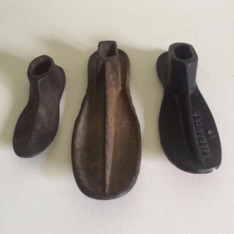 ANTIQUE EARLY 1800'S CAST IRON INDUSTRIAL SHOEMAKERS FORMS - SET OF 3 - 5