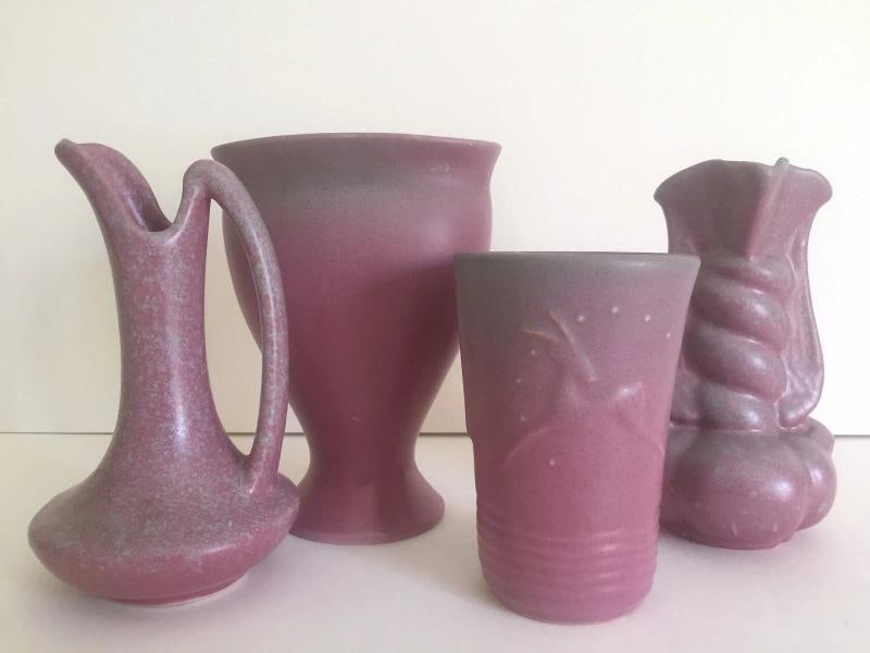 VINTAGE ART DECO 1930'S NILOAK RARE OZARK DAWN MATTE ART POTTERY COLLECTION OF 4 - 2