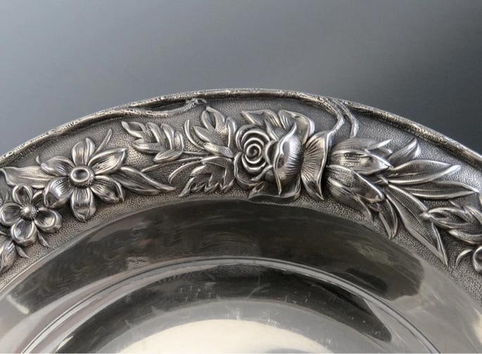 Pristine S. Kirk Sterling Silver Hand Chased Floral Repousse #409 Berry Bowl - 5