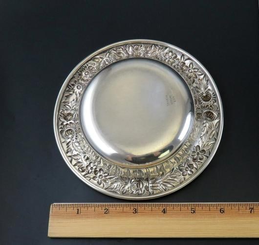 Pristine S. Kirk Sterling Silver Hand Chased Floral Repousse #409 Berry Bowl - 6