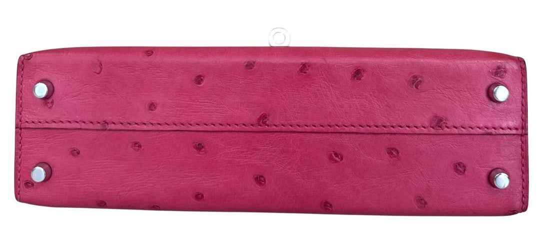 Hermes Kelly Mini 20 Rose Tyrien Pink Ostrich Leather Palladium Hardware RARE - 7