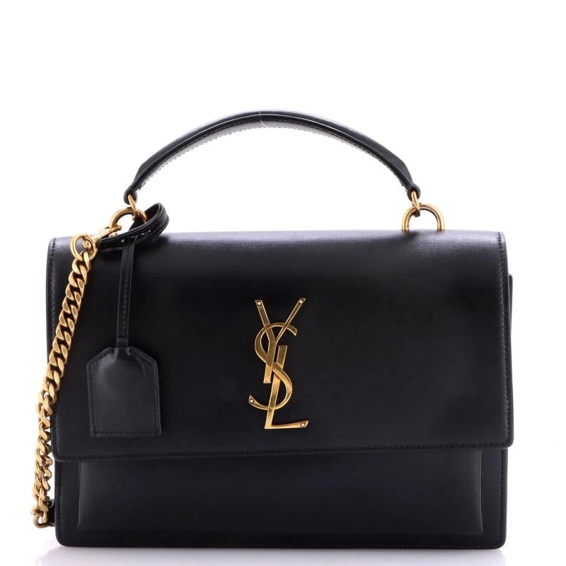 Saint Laurent Sunset Top Handle Shoulder Bag Leather Medium: Accessories: Clochette, With Strap Measurements: Handle Drop 2.5", Height 7", Width 10", Depth 2", Strap Drop 18-21". Condition: Pre-owned - Good,Brand: Saint Laurent,Exterior Material: Leather,Style: