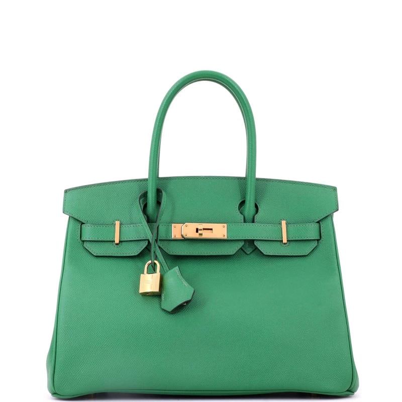 Hermes Birkin Handbag Green Epsom with Gold Hardware 30: Condition: Pre-owned - Good,Brand: Hermes,Exterior Material: Leather,Style: Totes,Exterior Color: Green,Department: Women,Size: 30,Accessories: Dust Bag, Keys, Clochette, Lock Condition: Very Good. Ex