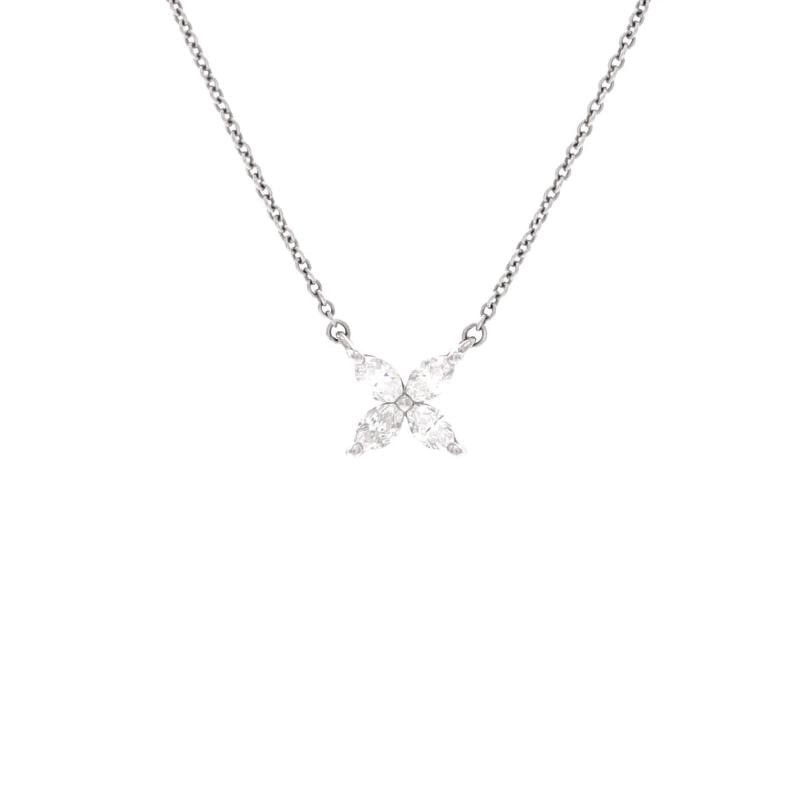 Tiffany & Co. Victoria Pendant Necklace Platinum with Diamonds Medium: Measurements: Length: 16.0 - 16.0 ", Pendant Length: 9.15 mm, Pendant Width: 8.45 mm . Condition: Pre-owned - Good,Brand: Tiffany & Co.,Main Stone: Diamond,Metal: Platinum (PT950),Metal Purity: Unknow
