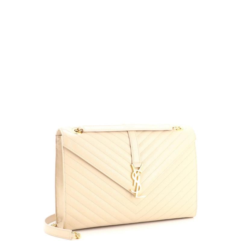 Saint Laurent Classic Monogram Envelope Satchel Matelasse Chevron Leather Large - 2