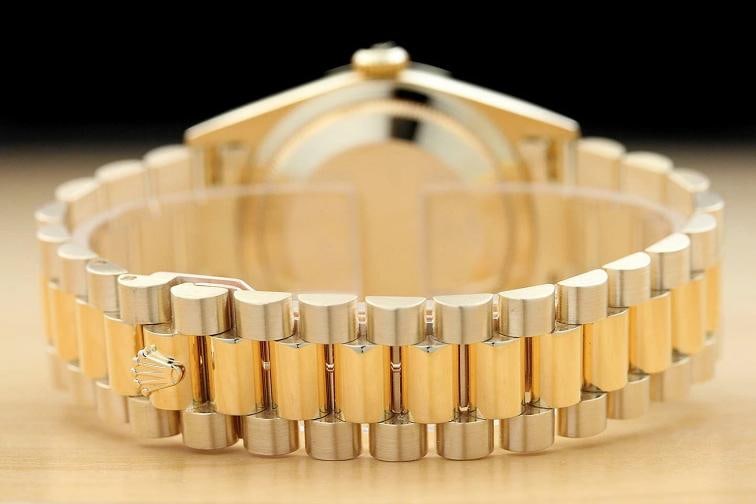 ROLEX MENS DAYDATE 18238 BLACK FACTORY DIAMOND DIAL 18K GOLD PRESIDENT WATCH - 7